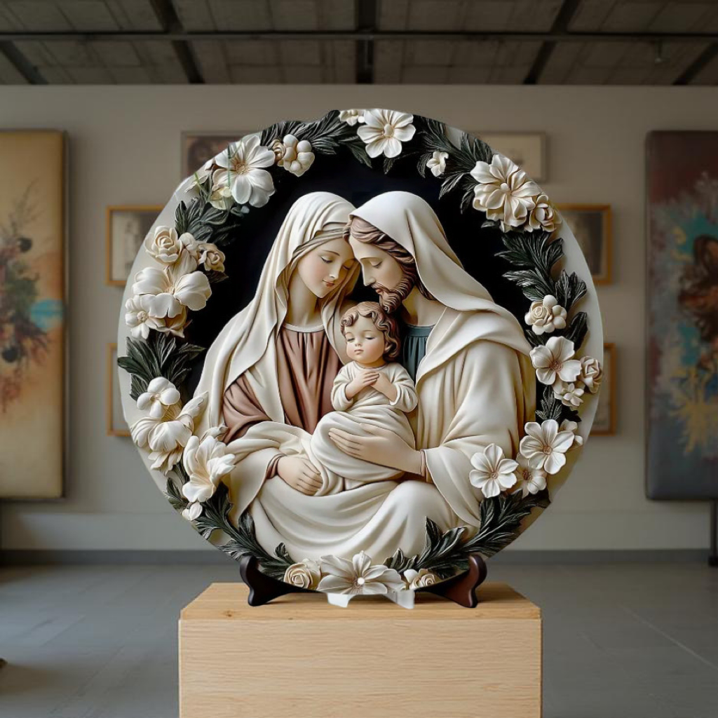 Décoration Religieuse Catholique – Sainte Famille en Harmonie Florale