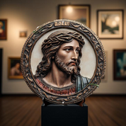 Décoration Religieuse Catholique – Christ avec Cadre Ornemental