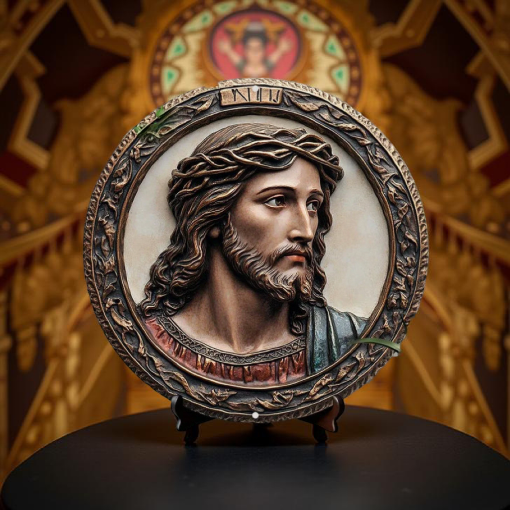 Décoration Religieuse Catholique – Christ avec Cadre Ornemental