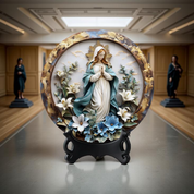 Décoration Religieuse Catholique – Notre-Dame des Grâces avec Fleurs