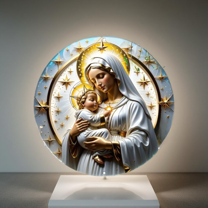 Décoration Religieuse Catholique – Vierge Marie avec l’Enfant Jésus Céleste
