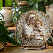 Décoration Religieuse Catholique – Vierge Marie avec l’Enfant Jésus en Doré