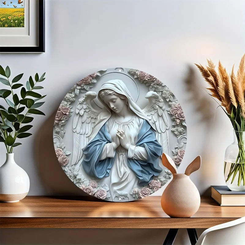 Décoration Catholique – Ange de la Sérénité avec Détails Floraux