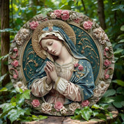 Décoration Religieuse Catholique – Vierge Marie en Relief Floral
