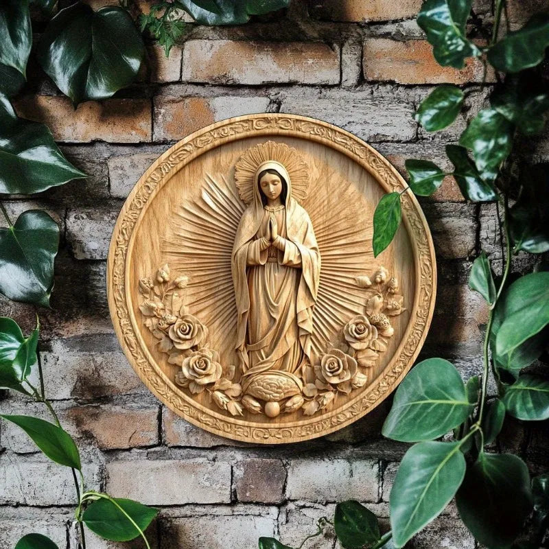 Décoration Religieuse Catholique – Sainte Vierge Marie avec des Roses