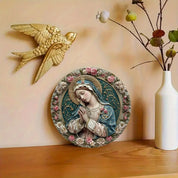 Décoration Religieuse Catholique – Vierge Marie en Relief Floral