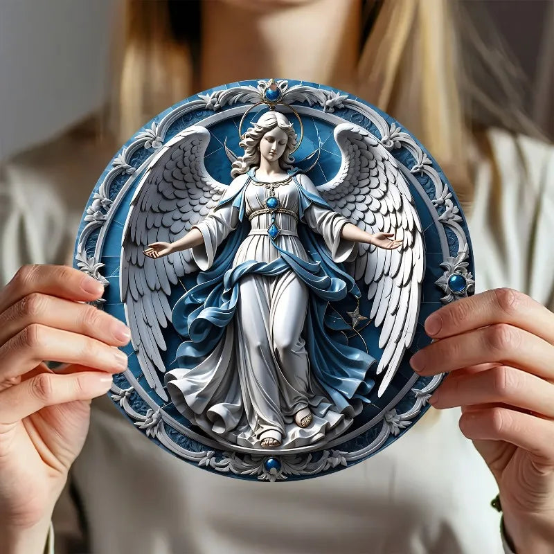 Décoration Religieuse Catholique – Ange Céleste en Tons de Bleu et de Blanc
