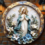 Décoration Religieuse Catholique – Notre-Dame des Grâces avec Fleurs