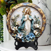 Décoration Religieuse Catholique – Notre-Dame des Grâces avec Fleurs