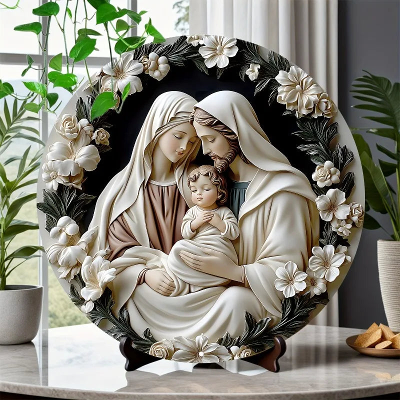 Décoration Religieuse Catholique – Sainte Famille en Harmonie Florale