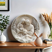 Décoration Religieuse Catholique – Sainte Famille sous la Neige