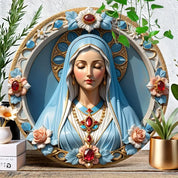 Décoration Religieuse Catholique – Vierge Marie avec Détails en Pierres