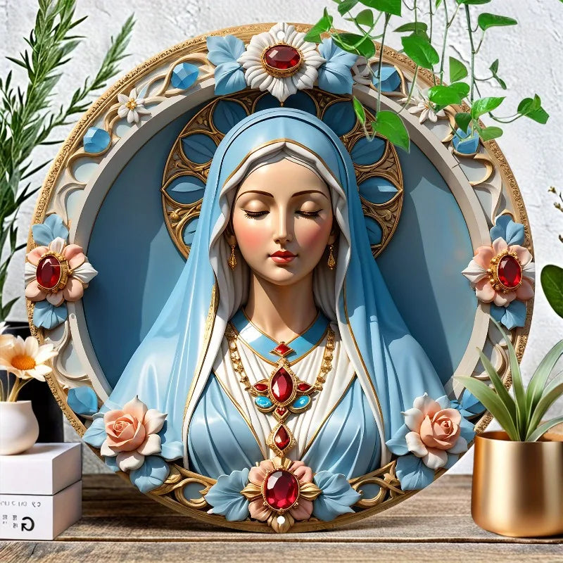 Décoration Religieuse Catholique – Vierge Marie avec Détails en Pierres
