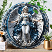 Décoration Religieuse Catholique – Ange Céleste en Tons de Bleu et de Blanc