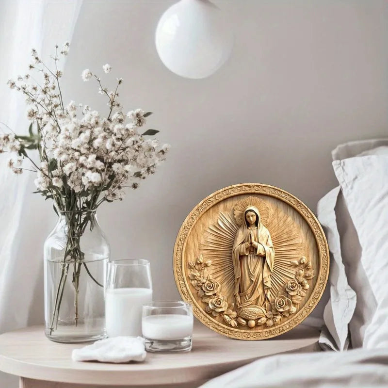 Décoration Religieuse Catholique – Sainte Vierge Marie avec des Roses
