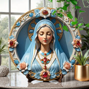 Décoration Religieuse Catholique – Vierge Marie avec Détails en Pierres