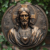 Décoration Religieuse Catholique – Sacré-Cœur de Jésus au Style Vieilli