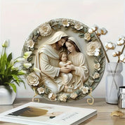 Décoration Religieuse Catholique – Sainte Famille avec Finition Florale